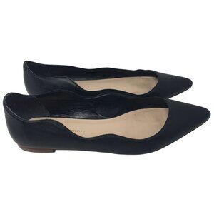 Loeffler Randall Milla Ballet Flats Scallop Leather Black Women's Size 7.5